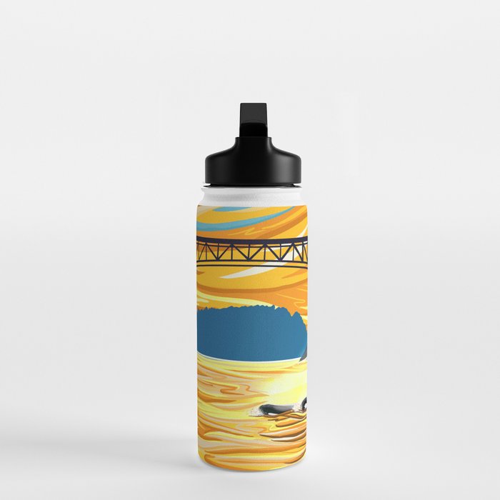 Deception Pass Orca Sunset Swim Water Bottle Gallery Image 3