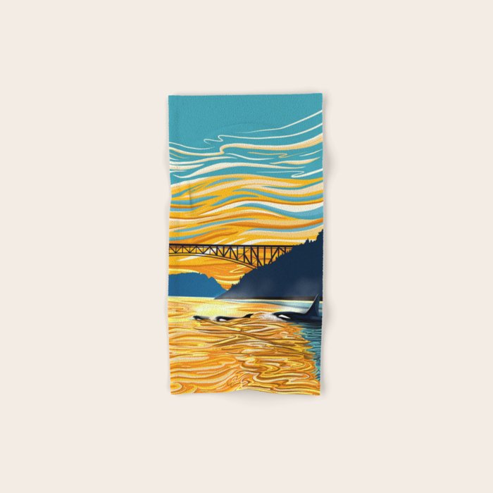 Deception Pass Orca Sunset Swim Bath Towel Gallery Image 1
