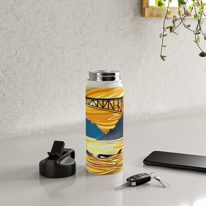 Deception Pass Orca Sunset Swim Water Bottle Gallery Image 4