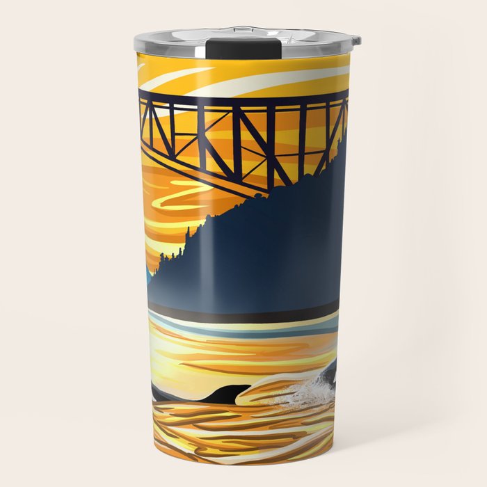 Deception Pass Orca Sunset Swim Travel Mug Gallery Image 1