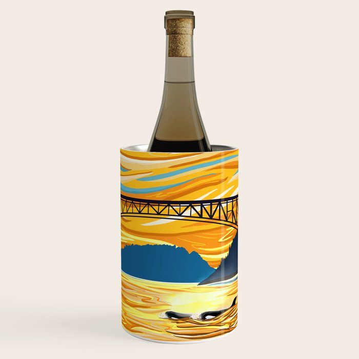 Deception Pass Orca Sunset Swim Wine Chiller Gallery Image 1