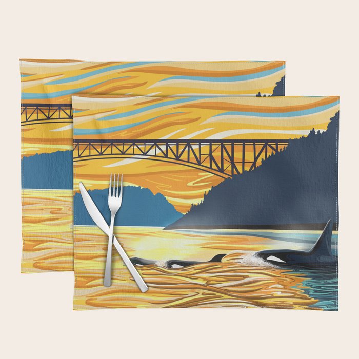 Deception Pass Orca Sunset Swim Placemat Gallery Image 1