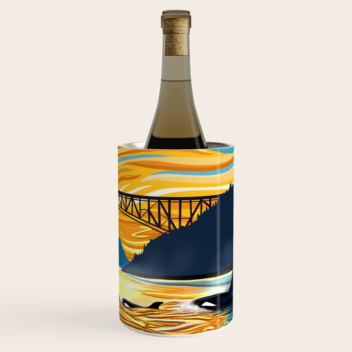 Deception Pass Orca Sunset Swim Wine Chiller Gallery Image 3