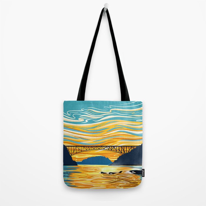 Deception Pass Orca Sunset Swim Tote Bag Gallery Image 2