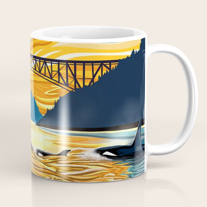 Deception Pass Orca Sunset Swim Coffee Mug Gallery Image 1