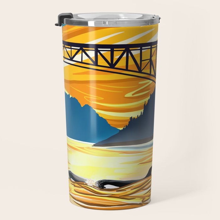 Deception Pass Orca Sunset Swim Travel Mug Gallery Image 3