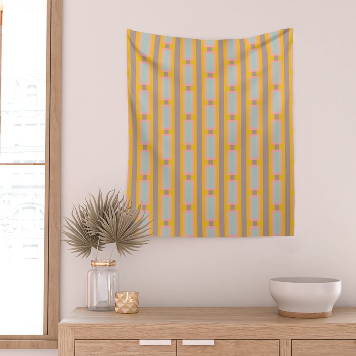 Yellow Geo Fun Wall Tapestry Gallery Image 2