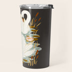 Swan Dance - Charcoal Black Background Travel Mug Gallery Image 2