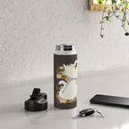 Swan Dance - Charcoal Black Background Water Bottle Gallery Image 4