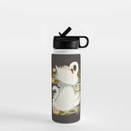 Swan Dance - Charcoal Black Background Water Bottle Gallery Image 1