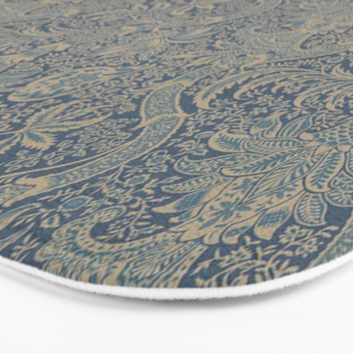 William Morris Indian Peacock Blue Pattern Bath Mat Gallery Image 3