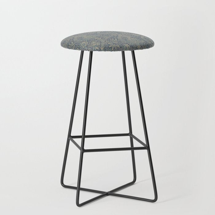 William Morris Indian Peacock Blue Pattern Stool Gallery Image 1