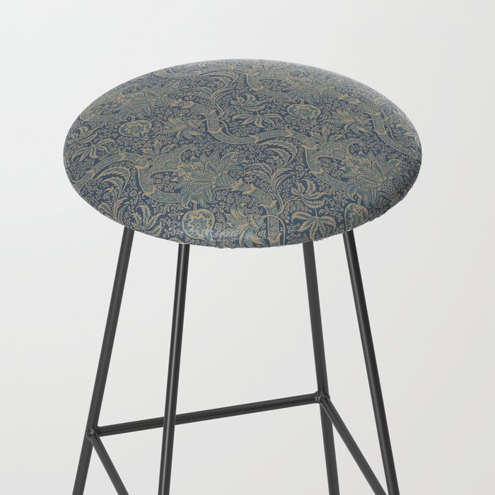 William Morris Indian Peacock Blue Pattern Stool Gallery Image 2