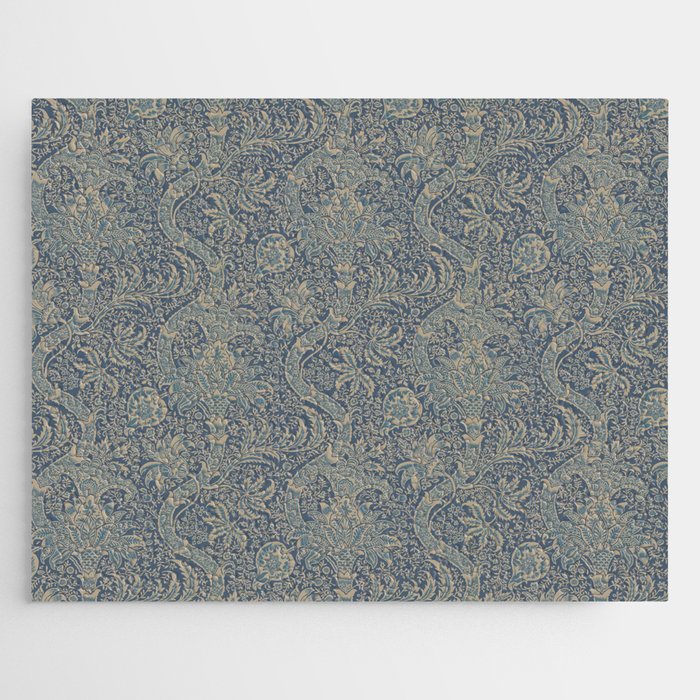 William Morris Indian Peacock Blue Pattern Jigsaw Puzzle Gallery Image 1