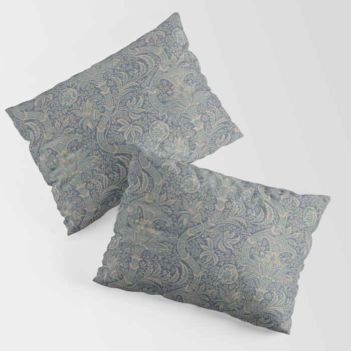 William Morris Indian Peacock Blue Pattern Pillow Sham Gallery Image 1