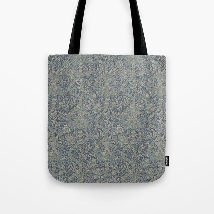 William Morris Indian Peacock Blue Pattern Tote Bag Gallery Image 1