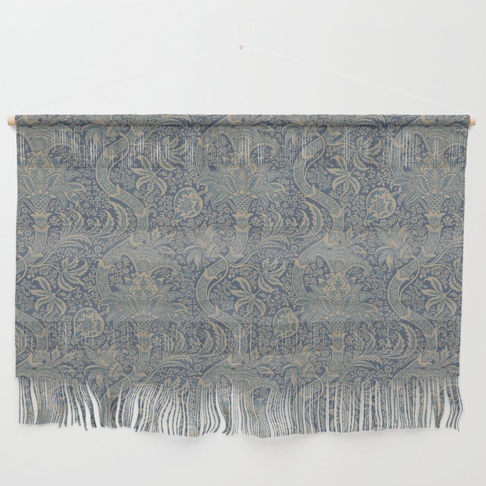 William Morris Indian Peacock Blue Pattern Wall Hanging Gallery Image 1