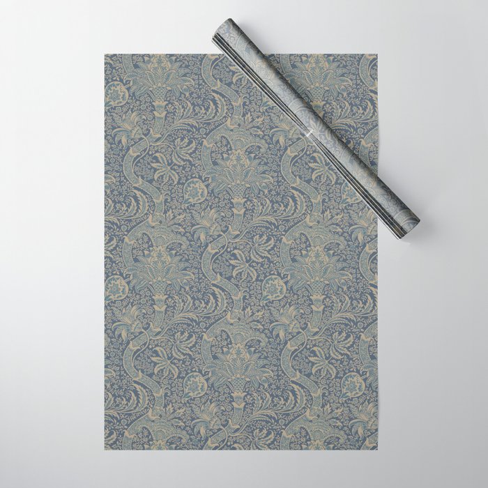 William Morris Indian Peacock Blue Pattern Wrapping Paper Gallery Image 1
