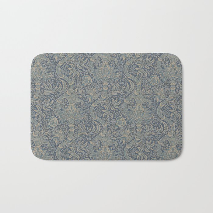 William Morris Indian Peacock Blue Pattern Bath Mat Gallery Image 1