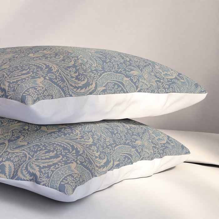 William Morris Indian Peacock Blue Pattern Pillow Sham Gallery Image 3