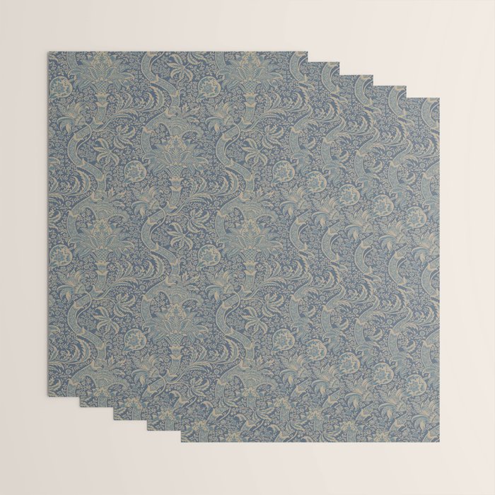 William Morris Indian Peacock Blue Pattern Wrapping Paper Gallery Image 3