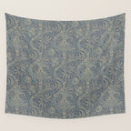 William Morris Indian Peacock Blue Pattern Wall Tapestry Gallery Image 4