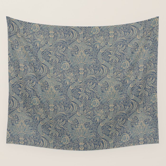 William Morris Indian Peacock Blue Pattern Wall Tapestry Gallery Image 4