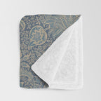 William Morris Indian Peacock Blue Pattern Throw Blanket Gallery Image 3