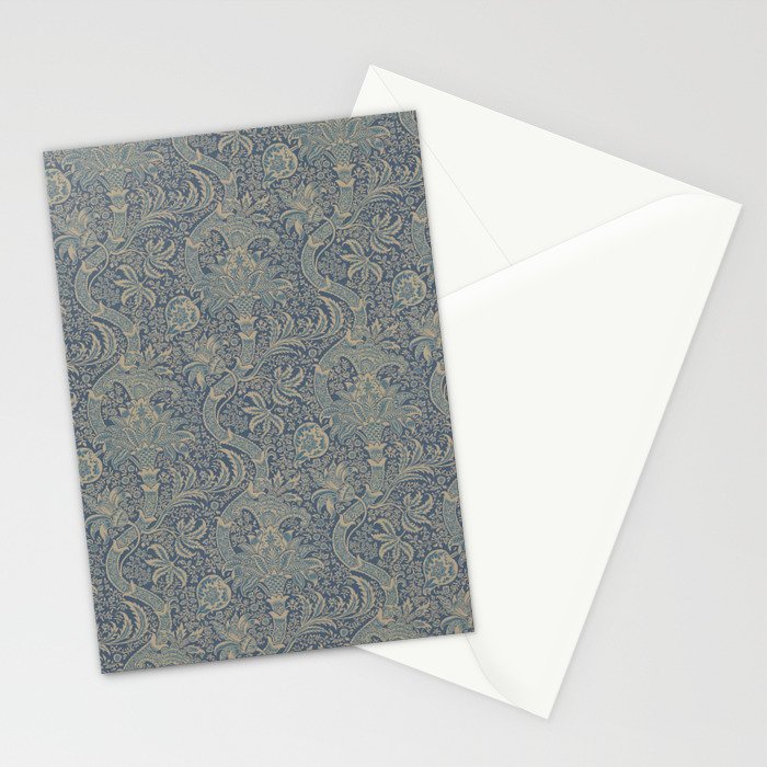 William Morris Indian Peacock Blue Pattern Stationery Card Gallery Image 2