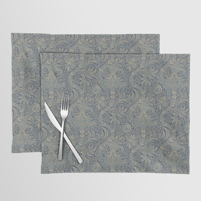 William Morris Indian Peacock Blue Pattern Placemat Gallery Image 1