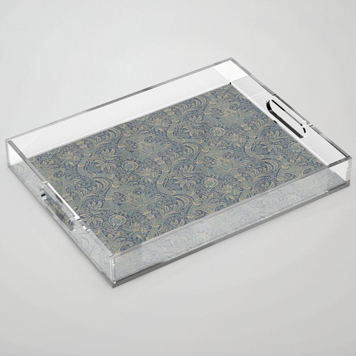 William Morris Indian Peacock Blue Pattern Acrylic Tray Gallery Image 1