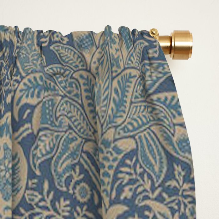 William Morris Indian Peacock Blue Pattern Window Curtain Gallery Image 2