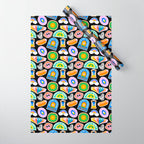 Retro cartoon label sticker pattern Wrapping Paper Gallery Image 1