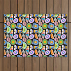 Retro cartoon label sticker pattern Outdoor Rug Gallery Image 1