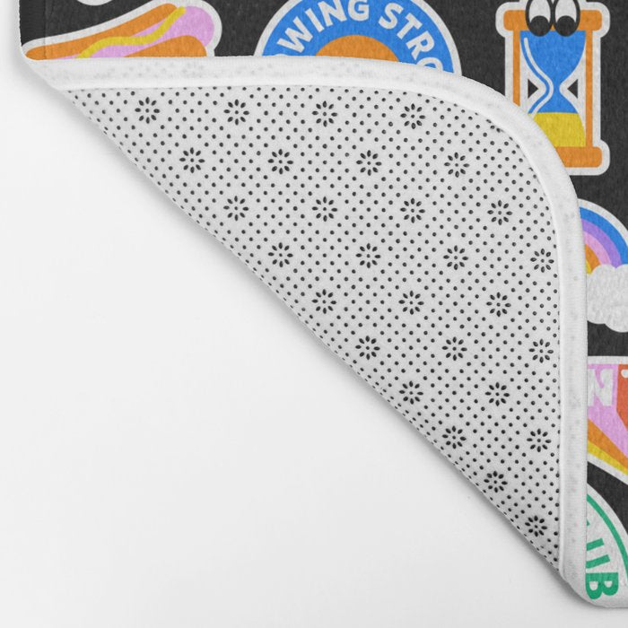 Retro cartoon label sticker pattern Bath Mat Gallery Image 2