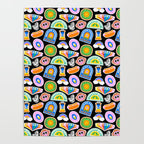 Retro cartoon label sticker pattern Poster Gallery Image 4