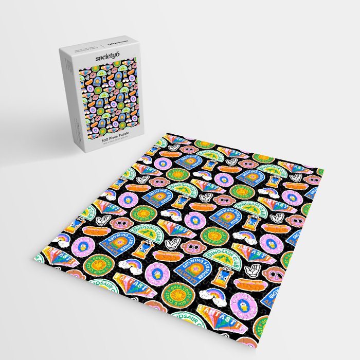 Retro cartoon label sticker pattern Jigsaw Puzzle Gallery Image 2