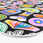 Retro cartoon label sticker pattern Bath Mat Gallery Image 3