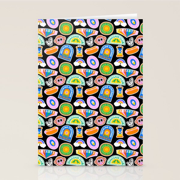Retro cartoon label sticker pattern Stationery Card Gallery Image 1
