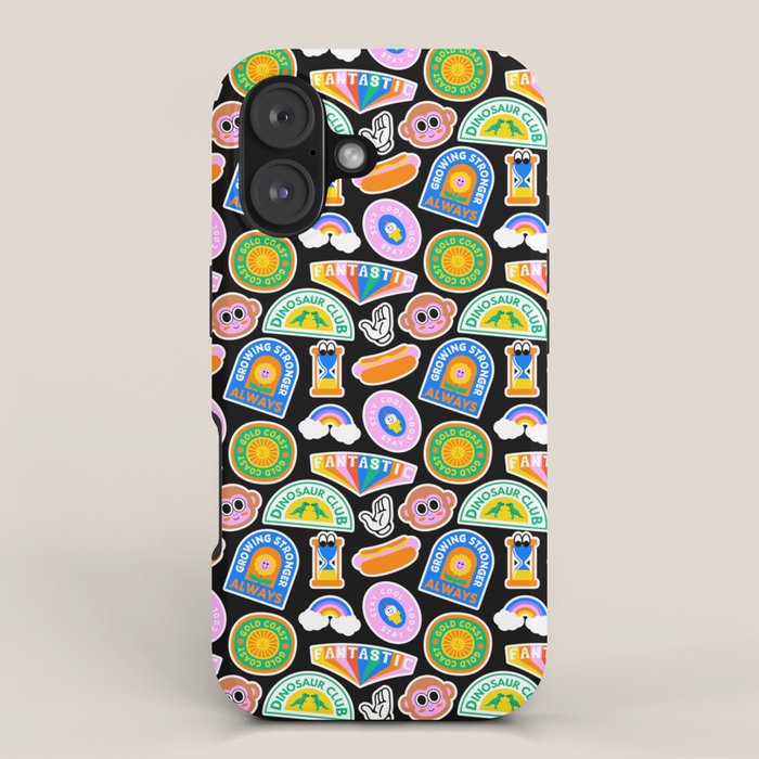Retro cartoon label sticker pattern iPhone Case Gallery Image 1