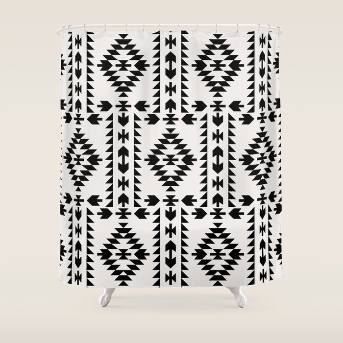 GEO PANEL WHITE Shower Curtain Gallery Image 1