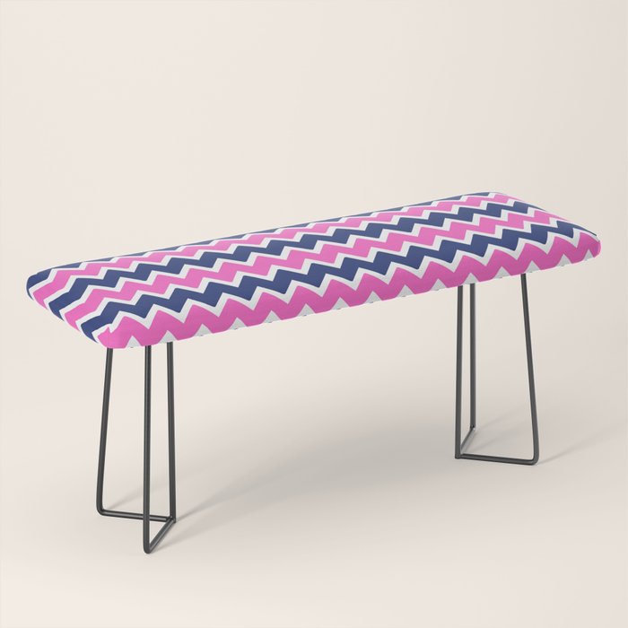 Hot Pink and Navy Blue Chevron Bench Gallery Image 1