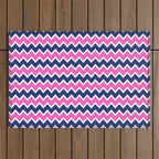 Hot Pink and Navy Blue Chevron Outdoor Rug Gallery Image 1