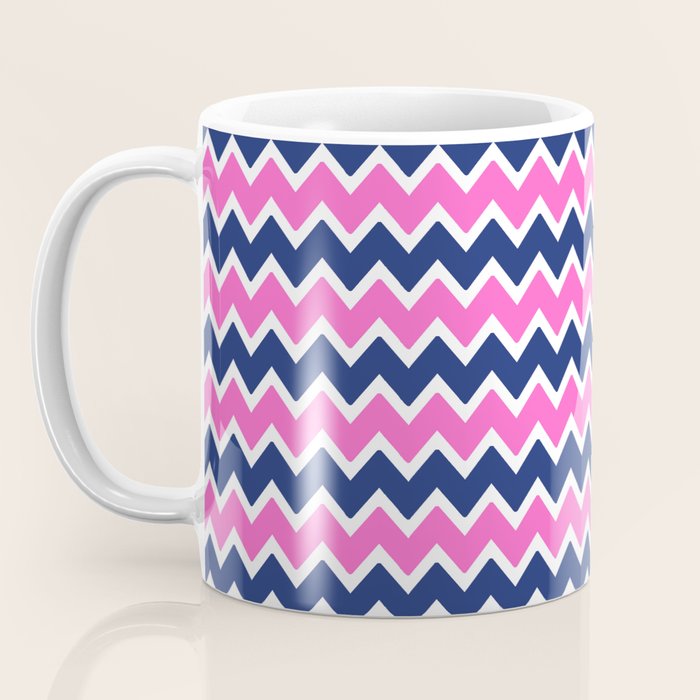 Hot Pink and Navy Blue Chevron Coffee Mug Gallery Image 3