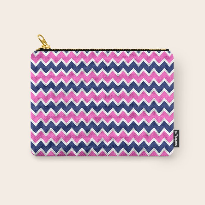 Hot Pink and Navy Blue Chevron Carry All Pouch Gallery Image 1
