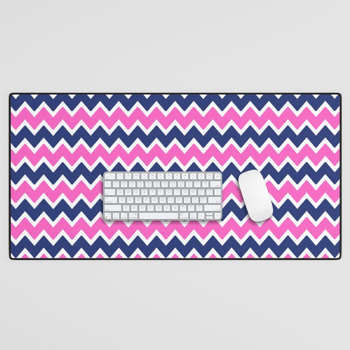 Hot Pink and Navy Blue Chevron Desk Mat Gallery Image 1