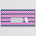 Hot Pink and Navy Blue Chevron Desk Mat Gallery Image 1