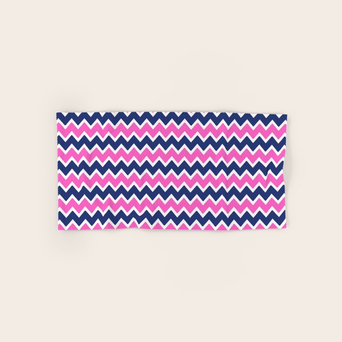 Hot Pink and Navy Blue Chevron Bath Towel Gallery Image 1