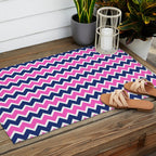 Hot Pink and Navy Blue Chevron Outdoor Rug Gallery Image 2