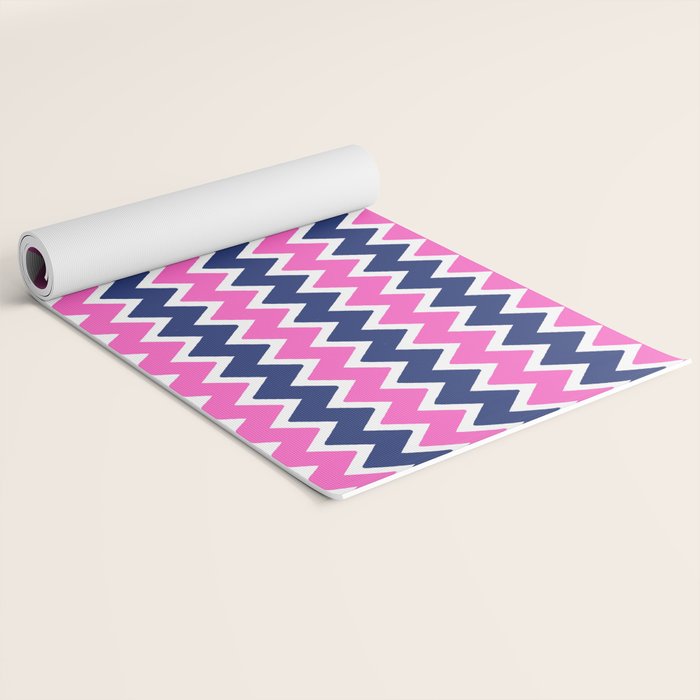 Hot Pink and Navy Blue Chevron Yoga Mat Gallery Image 2
